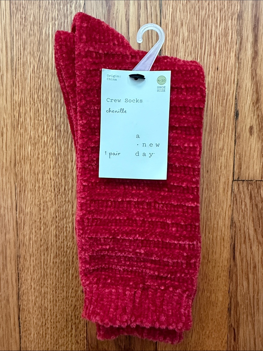 A New Day Red Chenille Crew Socks